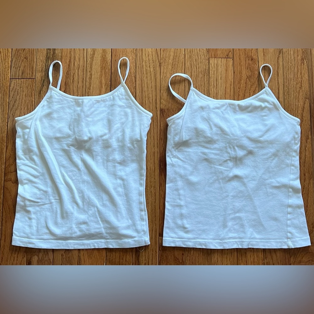 Gap white cami tank tops with built in shelf bra, adjustable straps Girls M (8)